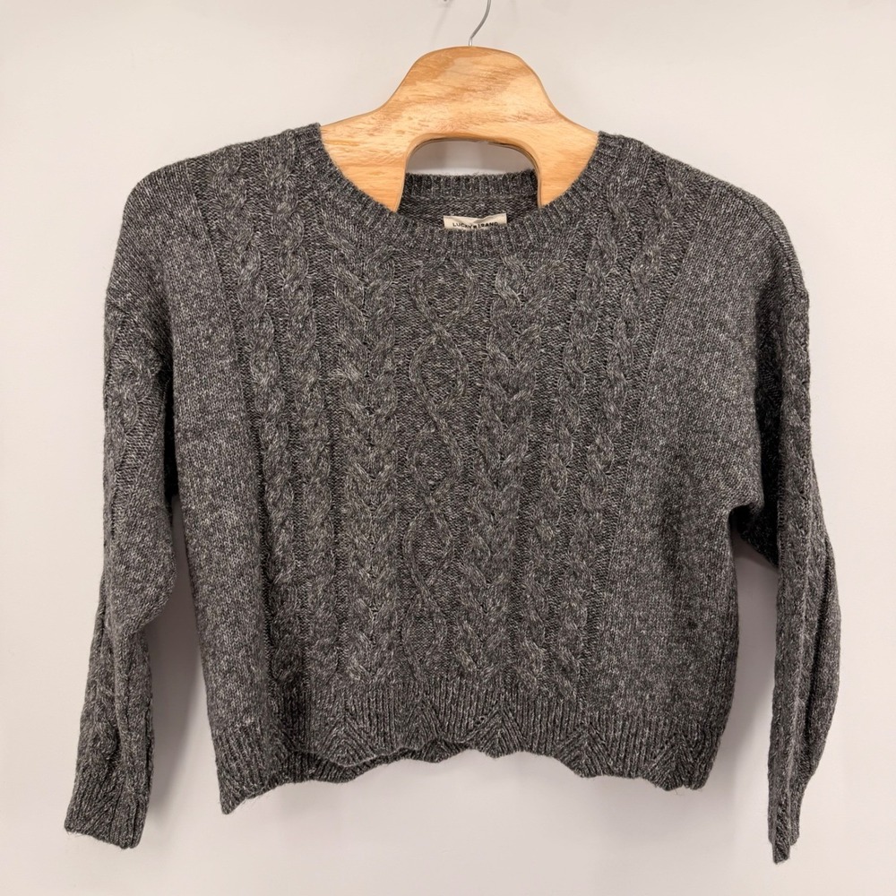 Lucky Brand Sweater Womens XXL Black Gray Cable Knit Crew Neck 157989 New